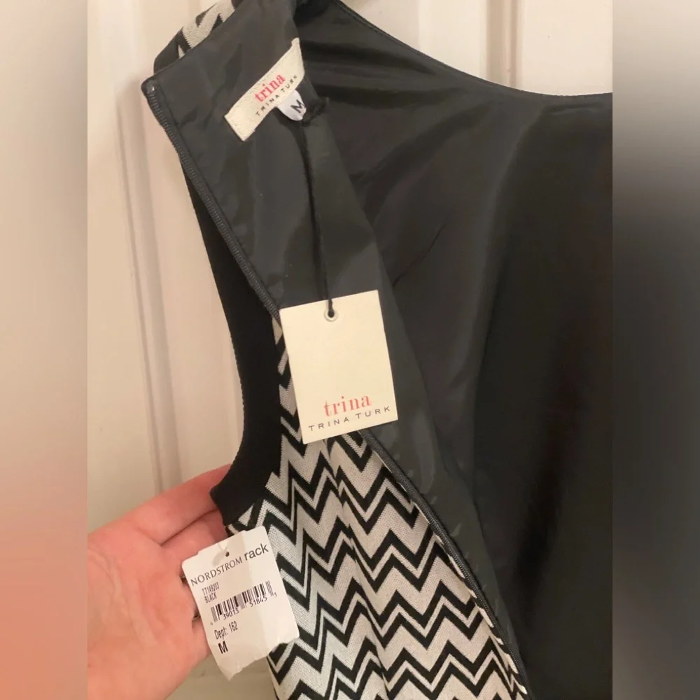 Sleeveless Chevron Dress— Trina Turk, Size Medium - Picture 9 of 15